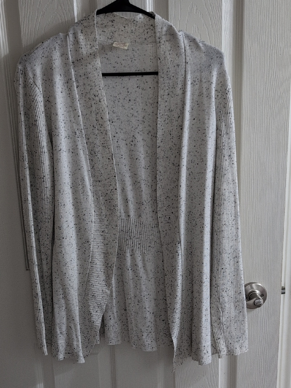 Faded Glory White With Black Speckles Open Cardigan